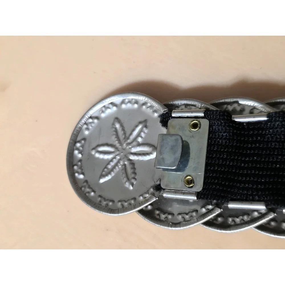 Vintage‎ 1980s Womens Silver Disc Belt Stretchy Osfm